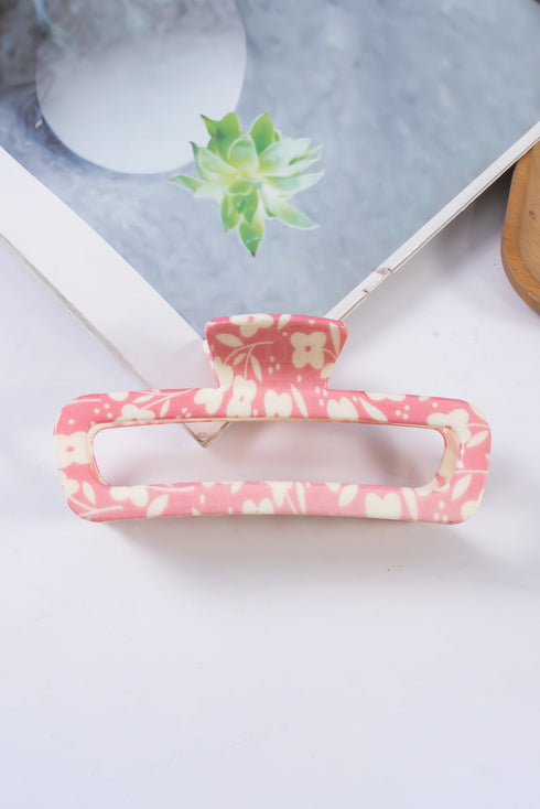 Botanical Print Openwork Design Hair Claw Clip