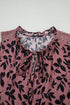 Botanical Print Tie Neck Ruffle Detail Blouse