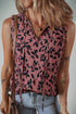 Botanical Print Tie Neck Ruffle Detail Blouse
