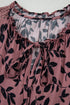 Botanical Print Tie Neck Ruffle Detail Blouse