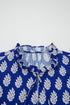 Botanical Print Tie V Neck Ruffle Short Sleeve Blouse