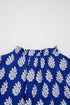 Botanical Print Tie V Neck Ruffle Short Sleeve Blouse