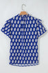 Botanical Print Tie V Neck Ruffle Short Sleeve Blouse