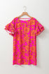 Botanical Print Tiered Ruffle Sleeve Shift Dress