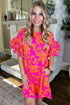 Botanical Print Tiered Ruffle Sleeve Shift Dress