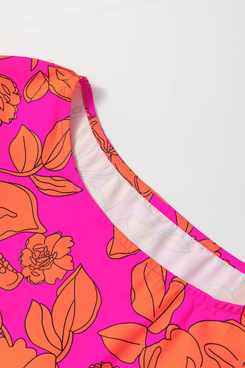 Botanical Print Tiered Ruffle Sleeve Shift Dress