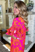 Botanical Print Tiered Ruffle Sleeve Shift Dress