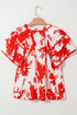 Botanical Print Tiered Ruffled Sleeve V Neck Blouse