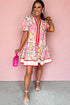 Botanical Print V Neck Ruffle Hem A Line Floral Dress