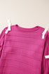Bow Accent Textured Knit Long Sleeve Sweater