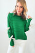 Bow Accent Textured Knit Long Sleeve Sweater