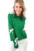 Bow Accent Textured Knit Long Sleeve Sweater