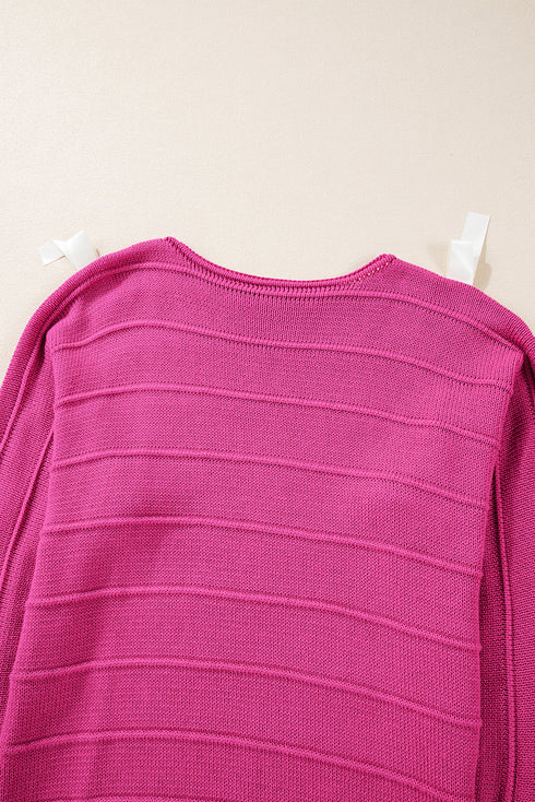 Bow Accent Textured Knit Long Sleeve Sweater