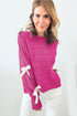 Bow Accent Textured Knit Long Sleeve Sweater