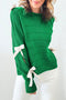 Bow Accent Textured Knit Long Sleeve Sweater