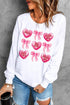 Bow And Candy Heart Graphic Crew Neck Sweatshirt