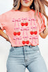 Bow And Cherry Print Short Sleeve Crew Neck Tee