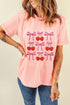 Bow And Cherry Print Short Sleeve Crew Neck Tee