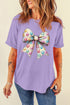 Bow And Graphic Print Short Sleeve Tee