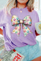 Bow And Graphic Print Short Sleeve Tee