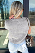 Bow Applique Cap Sleeve Crew Neck Ribbed Trim Pullover Sweater