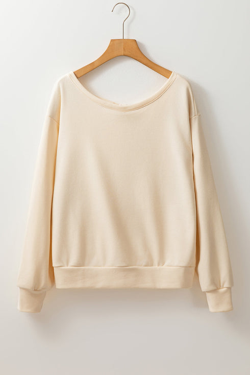 Bow Back Detail Long Sleeve Cotton Knit Top