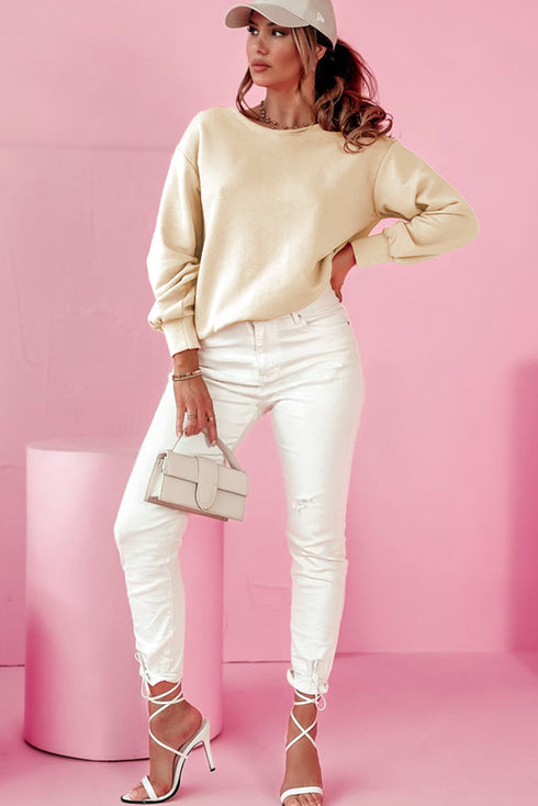 Bow Back Detail Long Sleeve Cotton Knit Top
