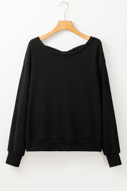 Bow Back Detail Long Sleeve Cotton Knit Top