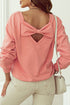 Bow Back Detail Long Sleeve Cotton Knit Top