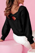 Bow Back Detail Long Sleeve Cotton Knit Top