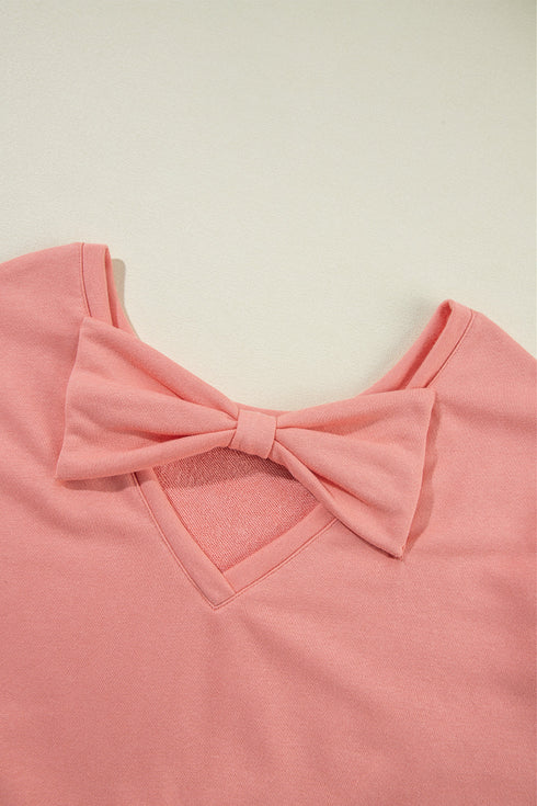 Bow Back Detail Long Sleeve Cotton Knit Top