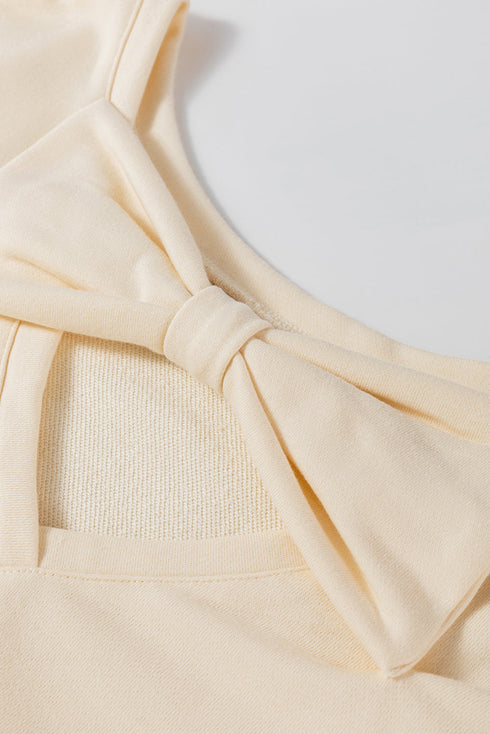 Bow Back Detail Long Sleeve Cotton Knit Top