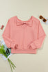 Bow Back Detail Long Sleeve Cotton Knit Top