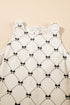 Bow Checker Pearled Buttons Back Ruffled Sleeveless Mini Dress