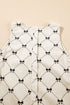 Bow Checker Pearled Buttons Back Ruffled Sleeveless Mini Dress