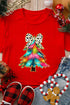 Bow Decor Tree Graphic Print Crew Neck Tee