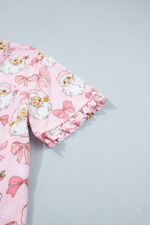 Bow Detail Character Print Short Sleeve Pajama Set