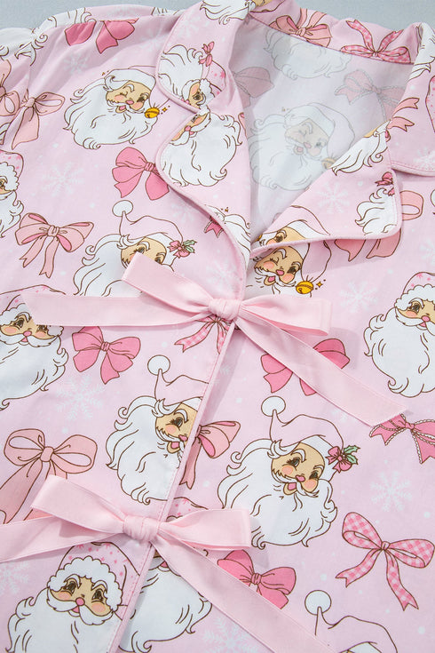 Bow Detail Character Print Short Sleeve Pajama Set