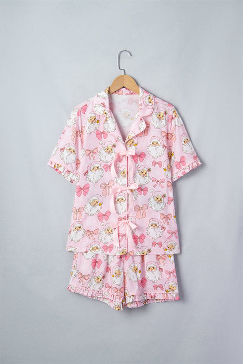 Bow Detail Character Print Short Sleeve Pajama Set