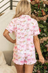 Bow Detail Character Print Short Sleeve Pajama Set