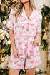 Bow Detail Character Print Short Sleeve Pajama Set