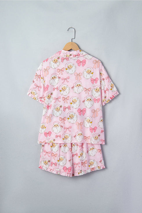 Bow Detail Character Print Short Sleeve Pajama Set