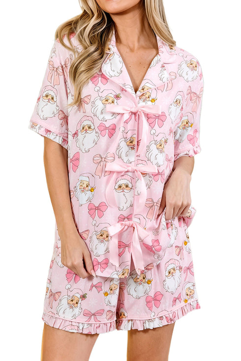 Bow Detail Character Print Short Sleeve Pajama Set