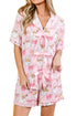 Bow Detail Character Print Short Sleeve Pajama Set