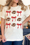 Bow Detail Rugby Graphic Short Sleeve Crew Neck Tee
