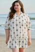 Bow Detail Stripe Print Puff Sleeve Ruffled Mini Dress