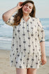 Bow Detail Stripe Print Puff Sleeve Ruffled Mini Dress