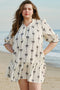 Bow Detail Stripe Print Puff Sleeve Ruffled Mini Dress