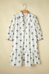 Bow Detail Stripe Print Puff Sleeve Ruffled Mini Dress