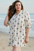 Bow Detail Stripe Print Puff Sleeve Ruffled Mini Dress